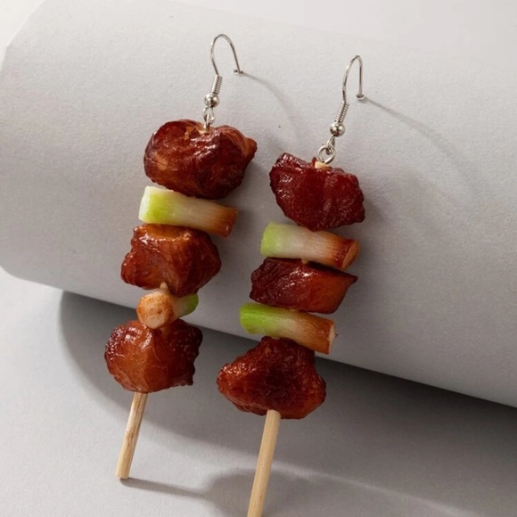 ⭐️ Awesome Yummy Shish Kabob Drop Tassel Earrings ⭐️ - Picture 2 of 5